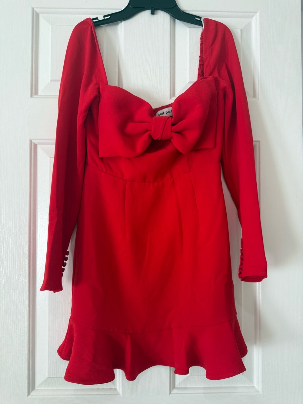 Self-Portrait Scarlet Red Dress with Bow Detail